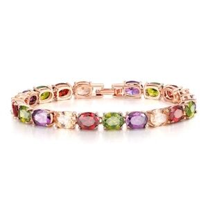 Rose Goldtone Multi Colored Cubic Zirconia Bracelet